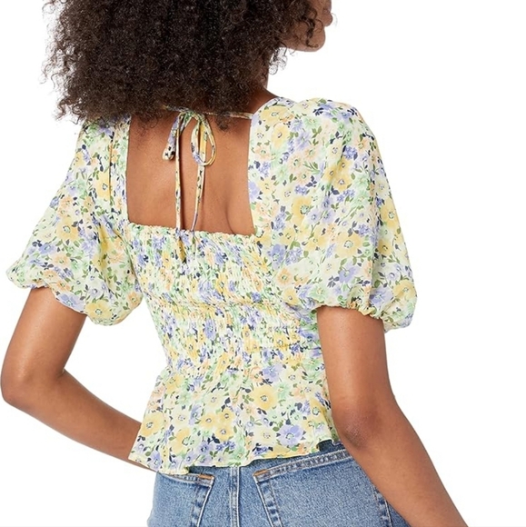 ASTR THE LABEL | FREE PEOPLE CLAIRMONT BUSTER PUFF SLEEVE TOP SIZE MEDIUM FLORAL - Picture 3 of 7
